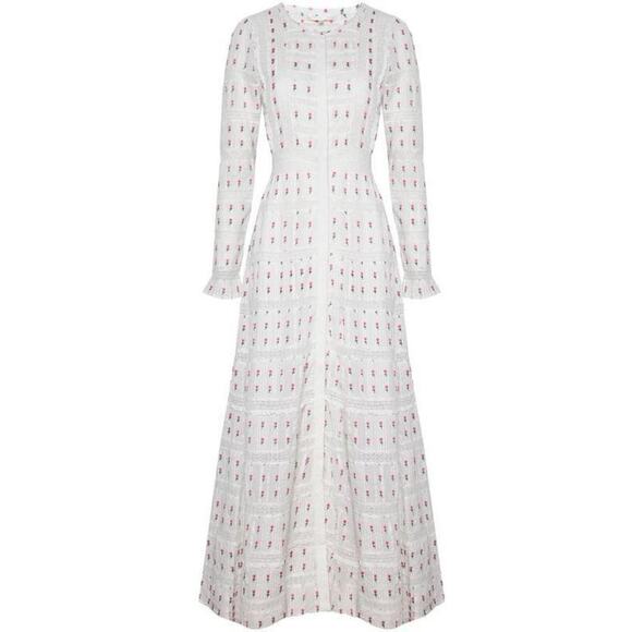 NWT LOVESHACKFANCY White Lace Floral Garden Fabiana Maxi Dress Sz. 2 - Picture 4 of 14